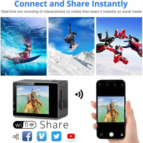 Caméra Sport 4K Wi-Fi Étanche Ultra HD