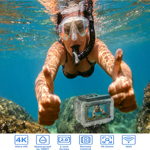 Caméra Sport 4K Wi-Fi Étanche Ultra HD