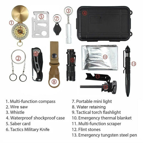 Kit de Survie Multifonction 14 en 1 Outdoor